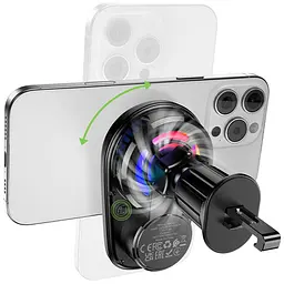 Автотримач із БЗУ HW36 Electric 15W with cooler (air outlet) Black Hoco teh0029271 - мініатюра 5
