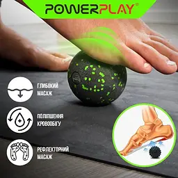Масажний м'яч PowerPlay PP-4351 Epp Massage Ball (d10) Чорно/Зелений (PP-4351_Green_d10) - мініатюра 3