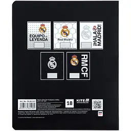 Зошит  Kite FC Real Madrid в лінійку 18 аркушів чорно-білий  - мініатюра 3