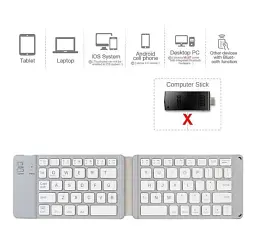 Бездротова Bluethooth міні клавіатура для IPAD, планшета, телефону, складана та портативна, White - мініатюра 4
