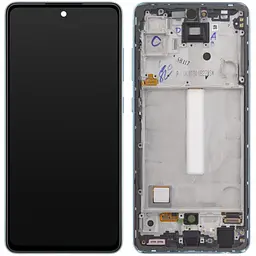 Дисплей Samsung A525 Galaxy A52/A526 чорний, TFT без функції відбитка пальця, з рамкою синього кольору, Awesome Blue