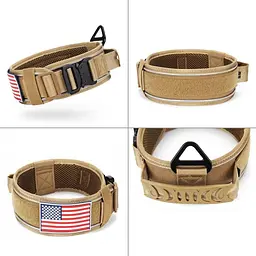 Нашийник для собак Harness Tactical, широкий нейлоновий з металевою пряжкою-фастекс XL, Коричневий - мініатюра 6