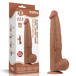 Фалоімітатор LoveToy Sliding-Skin Dual Layer Dong King Sized 34 см коричневий - мініатюра 22
