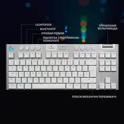 Клавіатура Logitech G915 TKL Lightspeed Wireless RGB Mechanical White [920-009664] [68413] - мініатюра 3