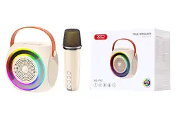 Портативна акустика XO F42 Dazzling RGB караоке з мікрофоном бежева - мініатюра 3
