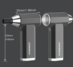 Міні-турбо вентилятор Crossgun 12V 1500мАг 120000об/хв для чищення ноутбуків (Чорний) - мініатюра 5
