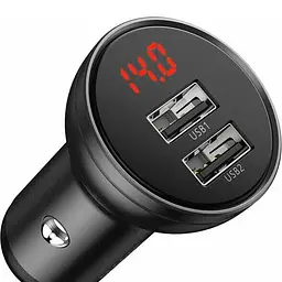 Автомобільний зарядний пристрій Baseus Digital Display Dual USB 4.8A 24W CCBX-0G Black - мініатюра 2