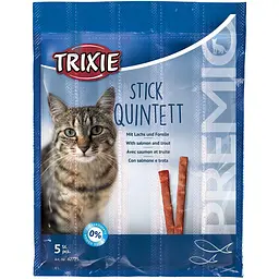 Ласощі для кішок Trixie PREMIO Quadro-Sticks лосось і форель 5 шт.
