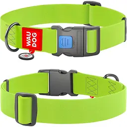 Нашийник для собак водостійкий Waudog Waterproof з QR паспортом, пластиковий фастекс, XXL, 46-70х4 см, салатовий