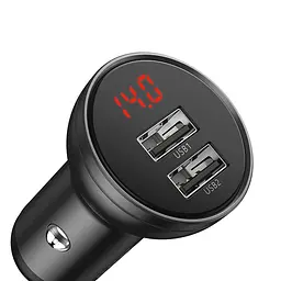 Зарядний комплект для авто BASEUS Digital Display Dual 4.8 A 24 W 2 порти юсб TZCCBX-0G - мініатюра 4