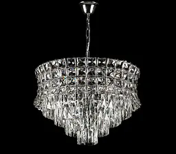Люстра кришталева Splendid Ray L2462/500/8A, 8 ламп, Е14, хром/білий, висота 45-75 см, діаметр 51 см, сучасний стиль для дому