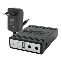 Комплект Mini UPS з блоком живлення: джерело безперебійного живлення Mini UPS WGP UPS1032 Black 10400mAh 5V/9V/12V, Li-ion 4*2.6Ah, для роутера і оптичного термінала та блок живлення SPF-1202B 12V/2A (24W) (42-00261)