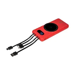 Повербанк 10000mAh Power Bank Kraft KPB-1110W Red бездротова зарядка (43-00056) - мініатюра 2