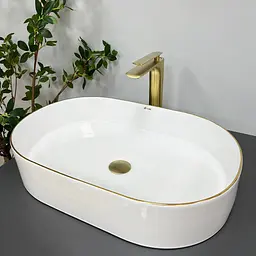 Умивальник VBI Verona 60 gold edge накладний VBI-011308, Золотий - мініатюра 3
