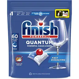 Таблетки для посудомийних машин Finish Powerball Quantum All in 1, 60 шт.