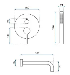 Змішувач для ванни Rea Lungo + BOX прихованого монтажу brushed copper REA-B4568 - мініатюра 7