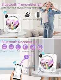 Портативний CD-плеєр DESOBRY з Bluetooth і FM-радіо - мініатюра 7