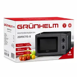 Мікрохвильова піч Grunhelm 20MX715-B механічна 20 л чорна (153288) - мініатюра 2