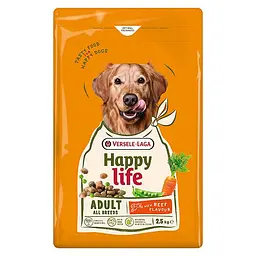 Сухий корм для собак усіх порід Happy Life Adult with Beef Flavour Хеппі Лайф Яловичина 2.5 кг