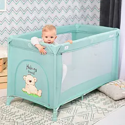 Дитячий манеж на колесах від народження до 3 років Noemi 1 Layer Cool Grey Star Lorelli Сірий - мініатюра 10