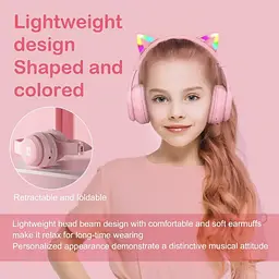 Бездротові ігрові навушники з котячими вушками Onikuma B90 з RGB підсвічуванням Навушники для стрімінгу Рожевий - мініатюра 7