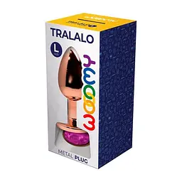 Металева анальна пробка Wooomy Tralalo Rose Gold Metal Plug Magenta L, діаметр 4 см, довжина 9 см - мініатюра 2