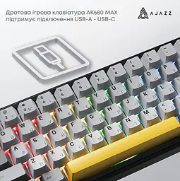 Механічна ігрова клавіатура Ajazz AK-680-MAX Magnetic Switch RGB USB Black-Gray - мініатюра 5