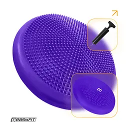 Балансувальна масажна подушка EasyFit фіолетова з насосом (сенсомоторний масажний диск для тренування рівноваги та масажного впливу)