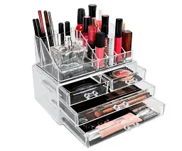Акриловий органайзер бокс для косметики та біжутерії Cosmetic Storage Box прозорий WM-2 (WM-2_220) - мініатюра 3
