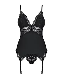 Сатиновий мереживний корсет Obsessive Obsessive 810-COR-1 babydoll & thong S/M - мініатюра 5