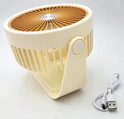 Вентилятор акумуляторний настільний від USB діаметр 14см Охолоджувач повітря Portable Fan UKC ZB124A 6376 жовтий - мініатюра 2