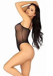 Еротичне боді Leg Avenue Cami bodysuit with thong Black XL, на бретелях - мініатюра 4