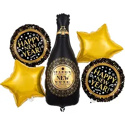 Набір фольгованих кульок "Happy New Year!" 5 шт декоративні для свят