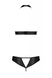 Комплект з екошкіри Passion Malwia Set with Open Bra black 4XL/5XL - мініатюра 4