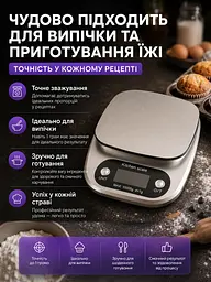 Ваги кухонні 9 одиниць вимірювання до 10 кг сріблясті - мініатюра 12