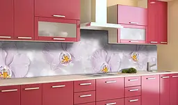 Кухонний фартух Абстрактні Орхідеї вінілова наклейка для кухні ПВХ Квіти Фіолетовий Happy Pocket Z181355 - мініатюра 2