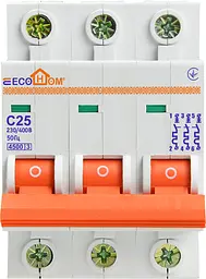 Модульний автоматичний вимикач 3p - 25A - С (ECO010030005) ECOHOME - мініатюра 3