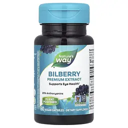 Екстракт ягід чорниці Nature's Way Bilberry Premium Extract, 60 вегакапсул для підтримки очей та покращення зору