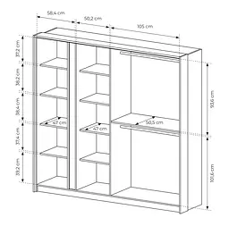 Шафа для одягу Perfect Home Даст / Dast 4-дверна з дзеркалом 4D/220 Беж (PFH-091011) - мініатюра 3