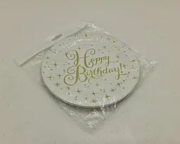 Тарілки паперові одноразові дитячі "Happy Birthday золото" 18 см, 10 шт No35 (1 пачка) - мініатюра 2