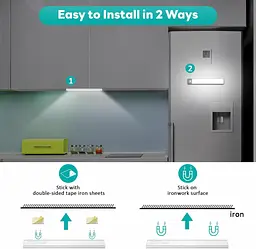 Кухонні світильники Forepin Under Cabinet, 3 шт. 40 світлодіодів з датчиком руху з магнітною смугою 20 см USB - мініатюра 4