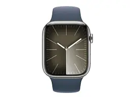 Смарт-годинник Apple Watch Series 9 GPS + Cellular 41mm Silver S. Steel Case w. Storm Blue Sport Band - S/M (MRJ23) - мініатюра 2