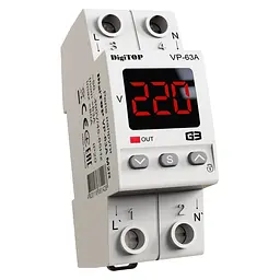 Захисне реле напруги Digitop VP-63A M2R з термозахистом на DIN-рейку, 63А