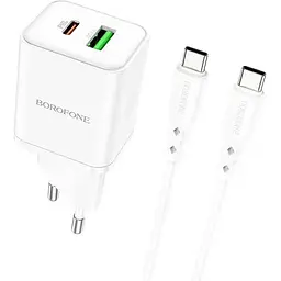 МЗП Borofone BN7 PD20W+QC3.0 (1USB-A/1C) + кабель Type-C to Type-C White