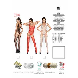 Бодістокінг Passion BS034 red, комбінезон, імітація боді і панчіх - мініатюра 5