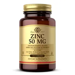 Вітаміни та мінерали Solgar Zinc 50 mg, 100 таблеток