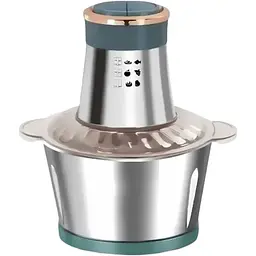 Кухонний подрібнювач Domotec ART-5508 4 леза Комбайн 1500Вт фітнес-блендер 2000мл Чоппер Сірий/Зелений