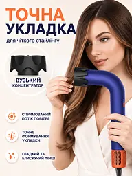 Професійний фен синій 1400 W з 5 магнітними насадками, іонізацією та холодним обдувом (49675928), Синій - мініатюра 5