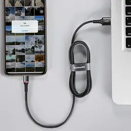 Кабель для заряджання чорний оригінал Baseus Halo Data Lightning 2.4A 1 м CALGH-B01 - мініатюра 6