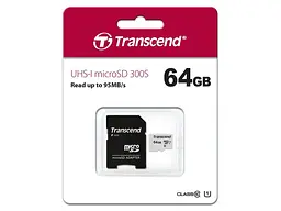 Карта пам'яті Transcend 300S microSDXC UHS-I + SD Adapter 64 GB (TS64GUSD300S-A) - мініатюра 2